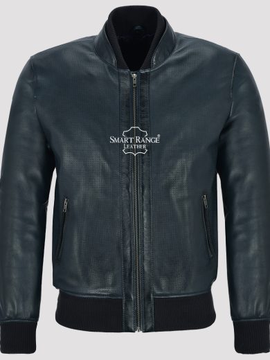 Mens Rib Leather Jacket