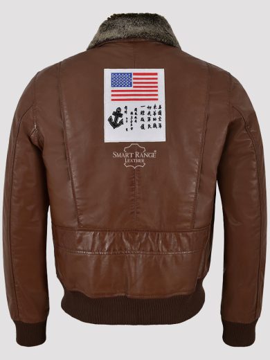 Men's Bomber Badges Leather Jacket