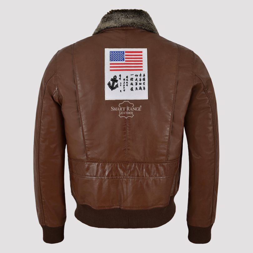 Men's Bomber Badges Leather Jacket